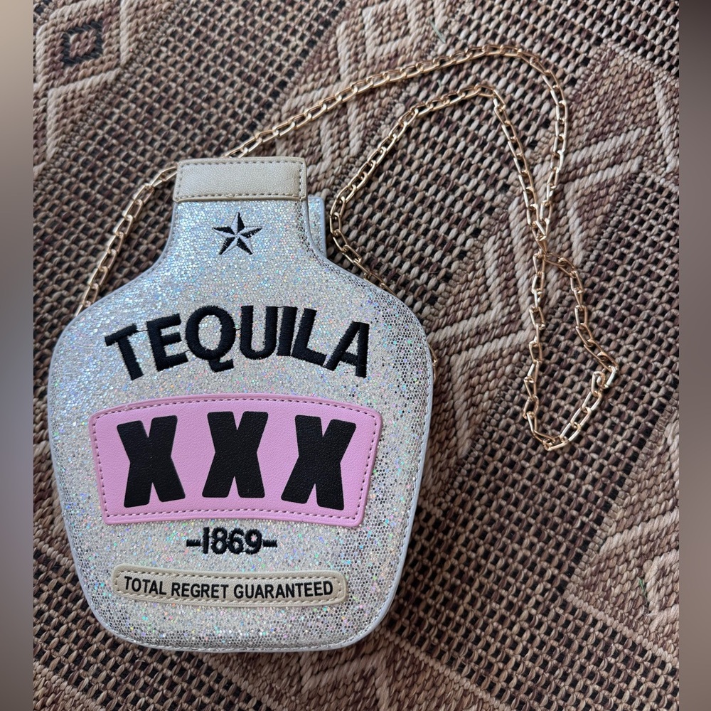 Tequila Crossbody Silver Glitter Sparkle Handbag